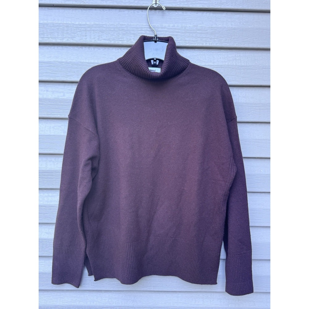 Reiss Jumper Mens Small Burgundy100% Merino Wool Turtleneck Lightweight Knit